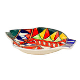 Premium Hand Painted Ceramic Fish Cut Snacks Serving Plates Set Of 1 - Multicolor, L X B ā 18 Cm X 15 Cm | Starter Serving Platter Set - Dry Fruits Serving Plates